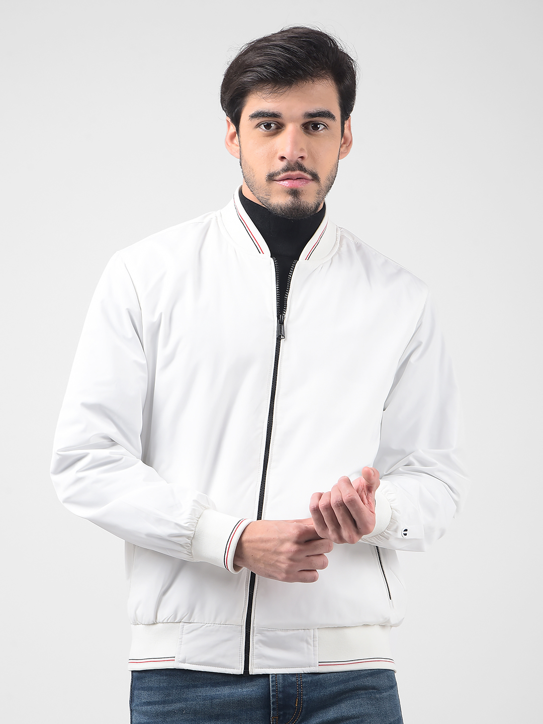 Numero Uno Men Striped White Jacket
